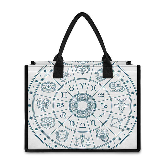 Zodiac Astrology Signs Print Canvas Tote Bag