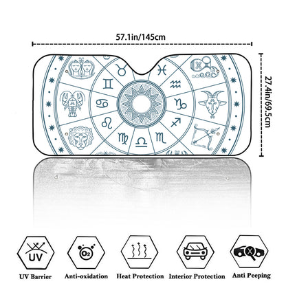 Zodiac Astrology Signs Print Car Windshield Sun Shade
