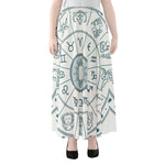 Zodiac Astrology Signs Print Chiffon Maxi Skirt