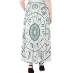 Zodiac Astrology Signs Print Chiffon Maxi Skirt