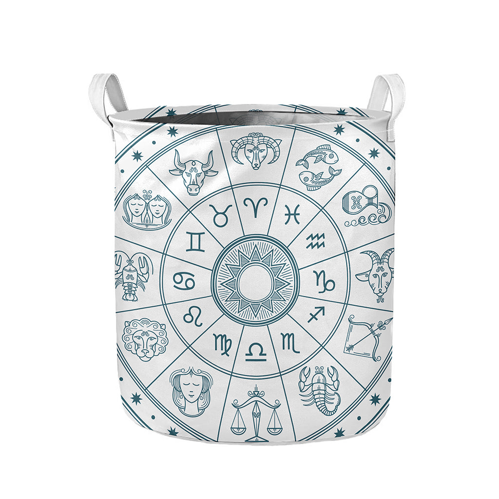 Zodiac Astrology Signs Print Collapsible Laundry Basket