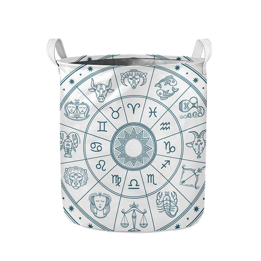 Zodiac Astrology Signs Print Collapsible Laundry Basket