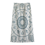 Zodiac Astrology Signs Print Cotton Front Slit Maxi Skirt