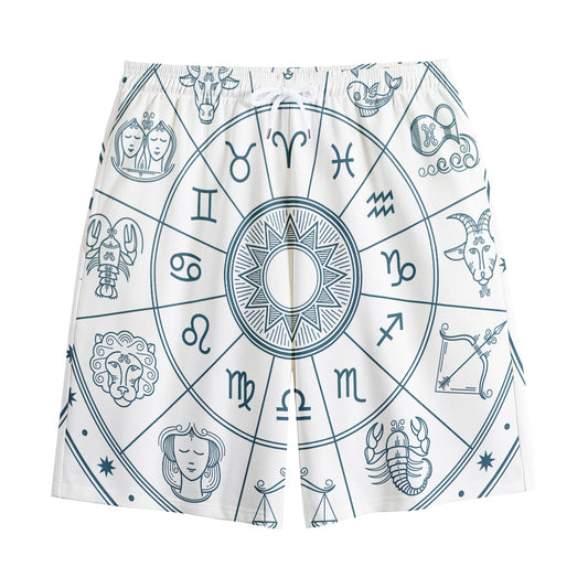 Zodiac Astrology Signs Print Cotton Shorts
