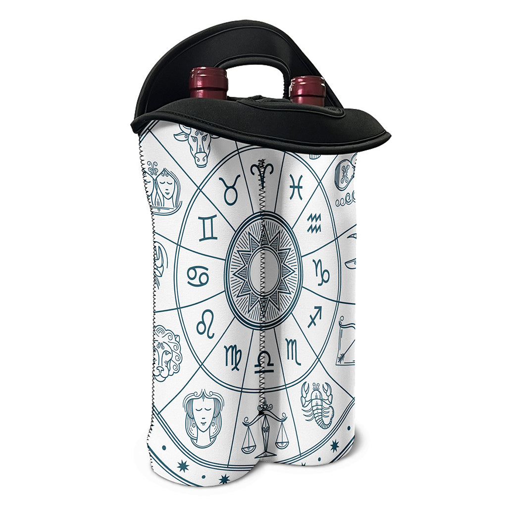 Zodiac Astrology Signs Print Double Neoprene Wine Tote