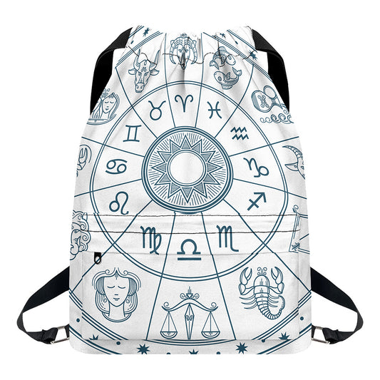 Zodiac Astrology Signs Print Drawstring Backpack