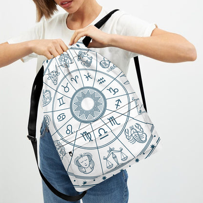 Zodiac Astrology Signs Print Drawstring Backpack