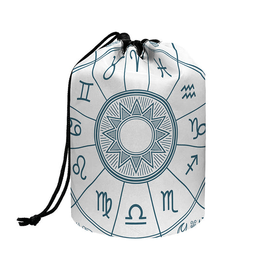 Zodiac Astrology Signs Print Drawstring Makeup Bag