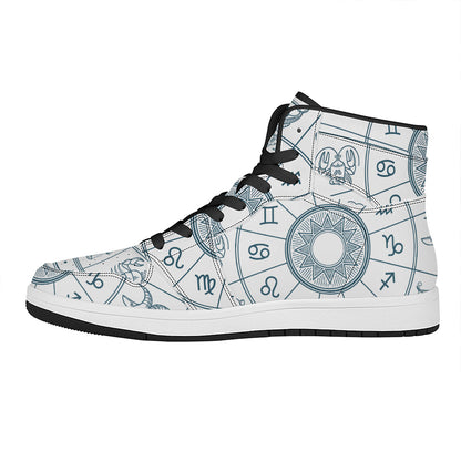 Zodiac Astrology Signs Print High Top Leather Sneakers