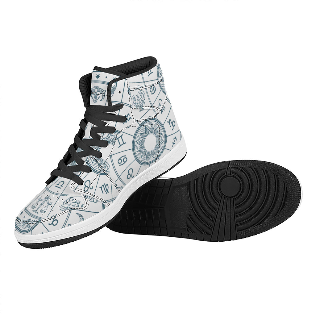 Zodiac Astrology Signs Print High Top Leather Sneakers