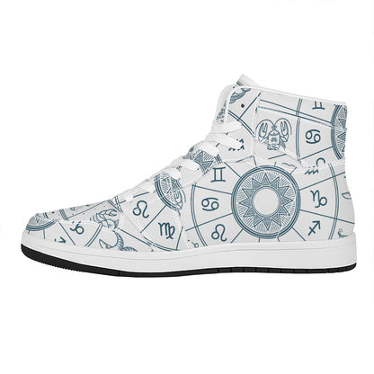 Zodiac Astrology Signs Print High Top Leather Sneakers