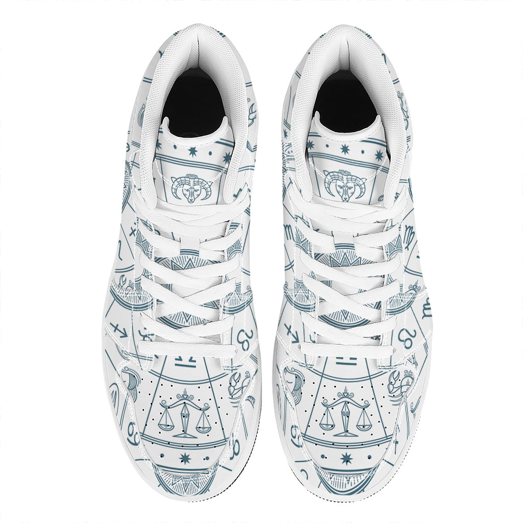 Zodiac Astrology Signs Print High Top Leather Sneakers