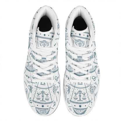 Zodiac Astrology Signs Print High Top Leather Sneakers