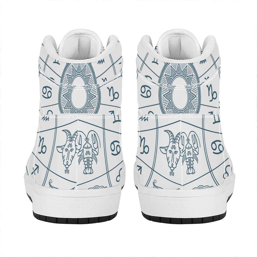 Zodiac Astrology Signs Print High Top Leather Sneakers