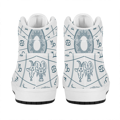 Zodiac Astrology Signs Print High Top Leather Sneakers