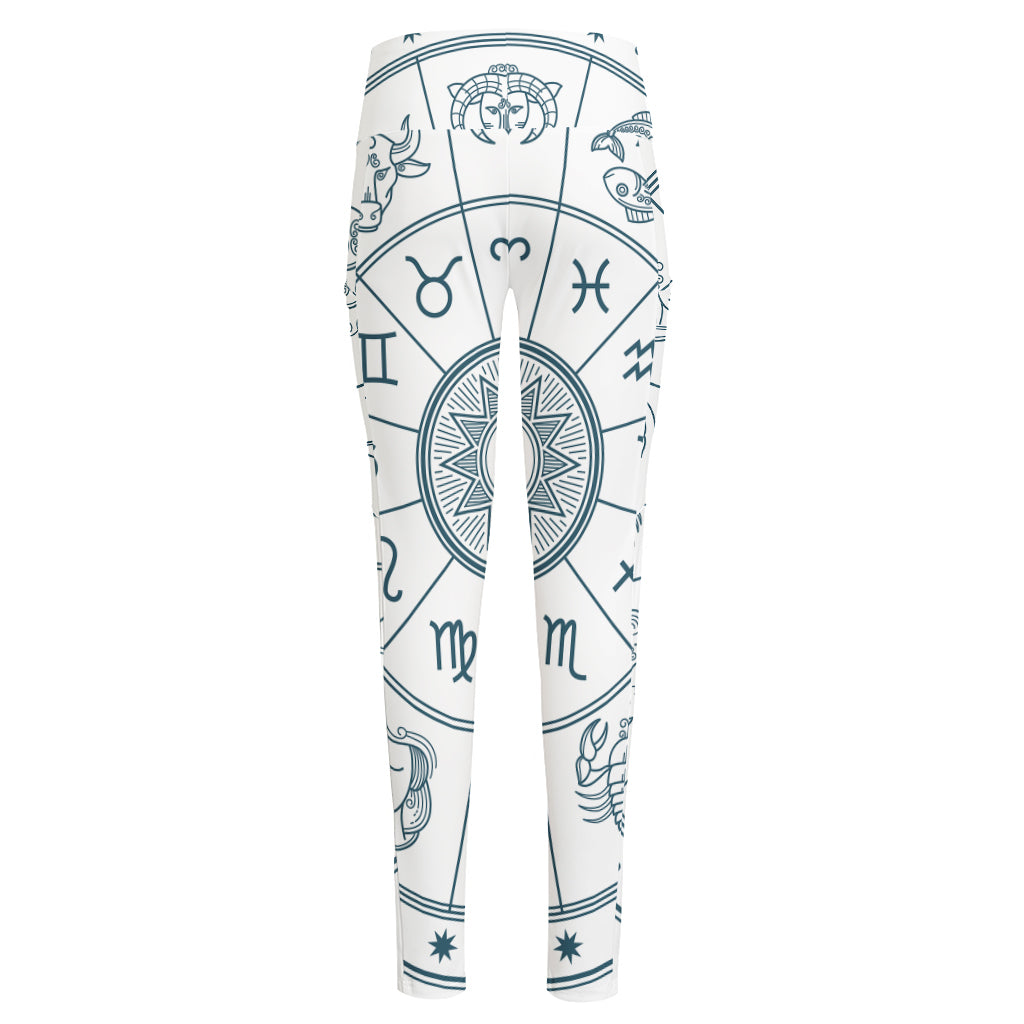 Zodiac Astrology Signs Print High-Waisted Pocket Leggings