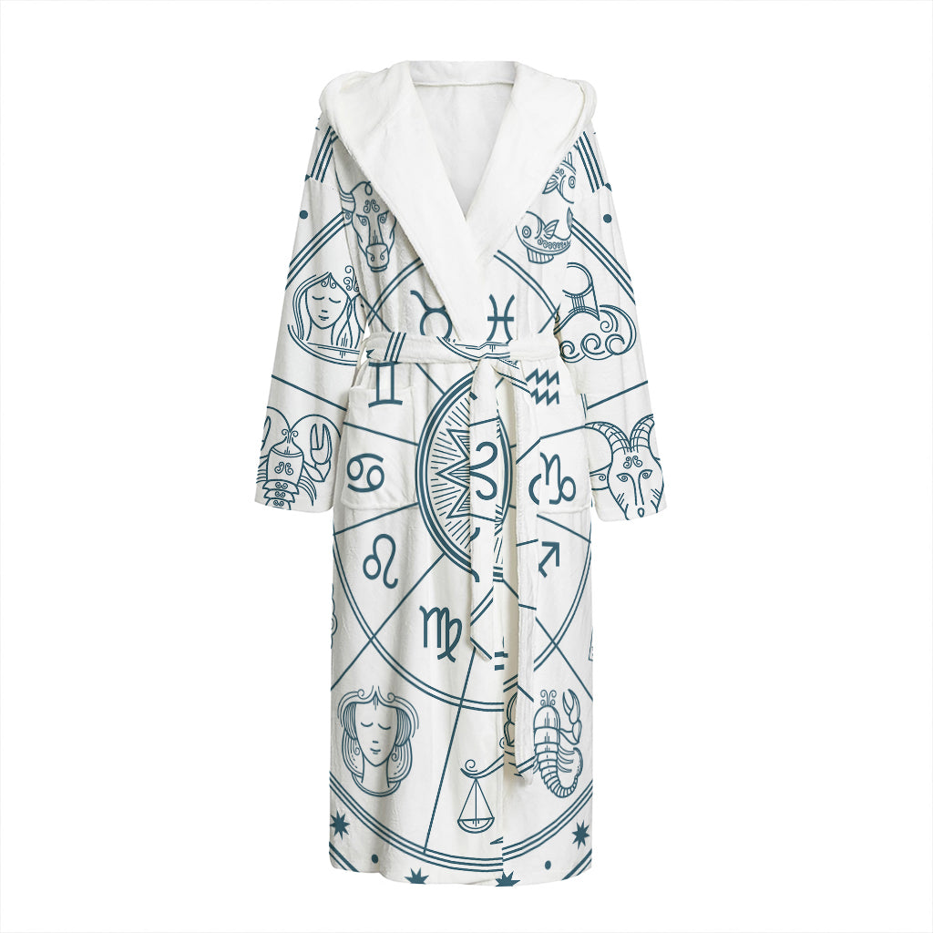 Zodiac Astrology Signs Print Hooded Bathrobe