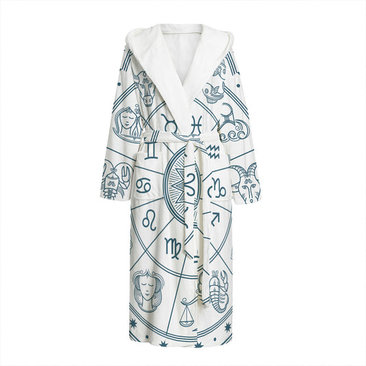 Zodiac Astrology Signs Print Hooded Bathrobe