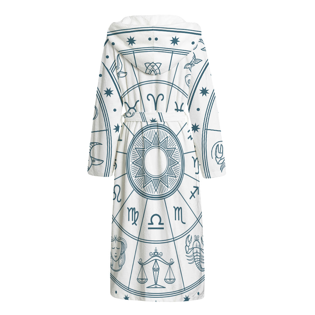 Zodiac Astrology Signs Print Hooded Bathrobe