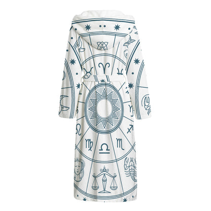 Zodiac Astrology Signs Print Hooded Bathrobe