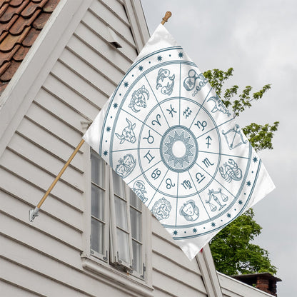 Zodiac Astrology Signs Print House Flag