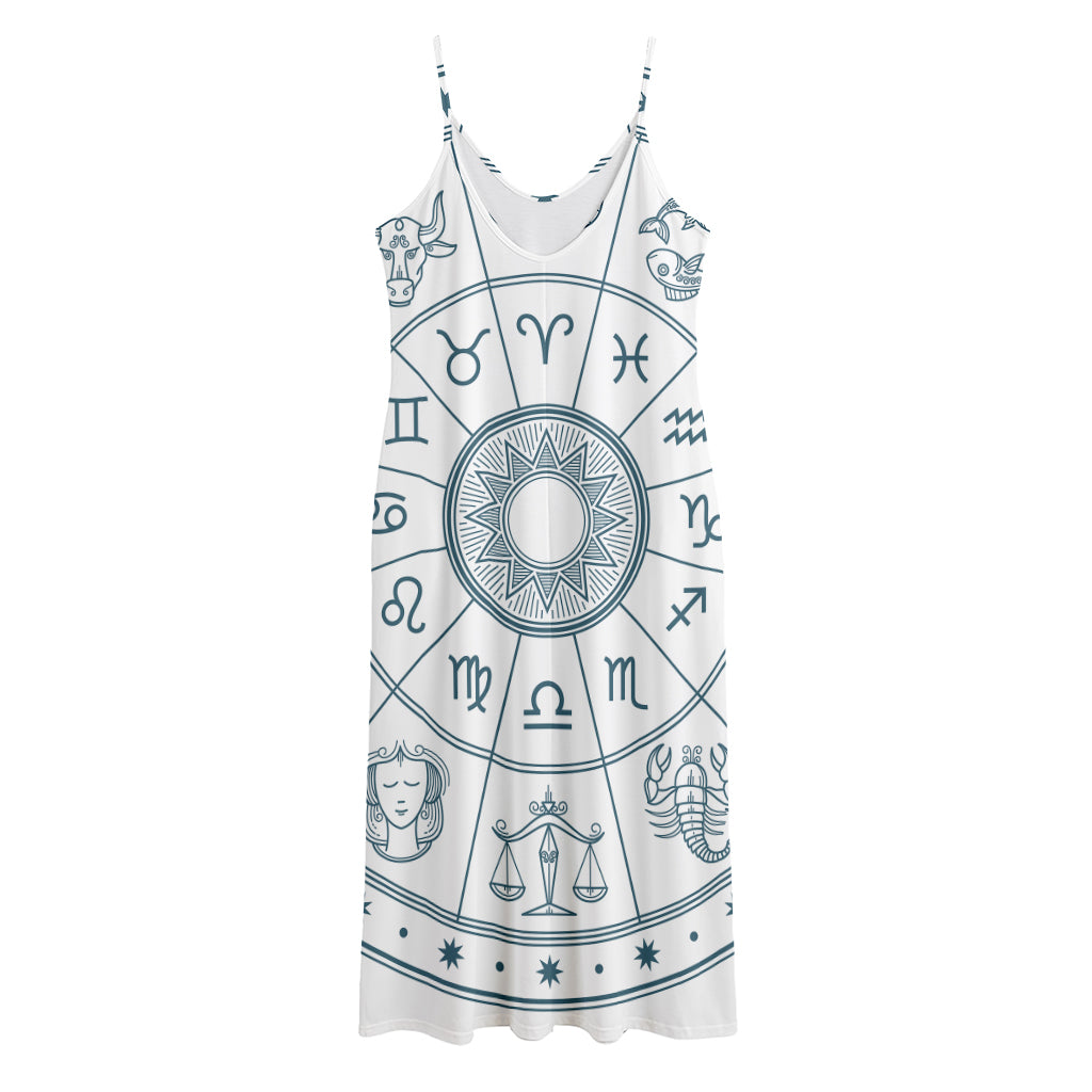 Zodiac Astrology Signs Print Jersey Midi Cami Dress