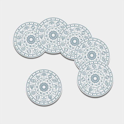 Zodiac Astrology Signs Print Leather Coaster Set