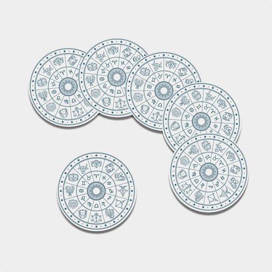 Zodiac Astrology Signs Print Leather Coaster Set