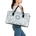 Zodiac Astrology Signs Print Leather Duffle Bag