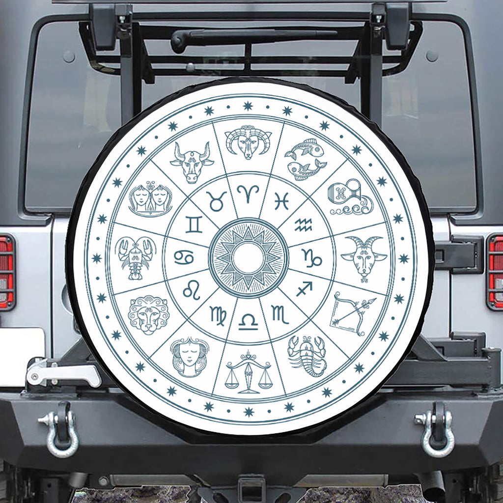 Zodiac Astrology Signs Print Leather Spare Tire Cover