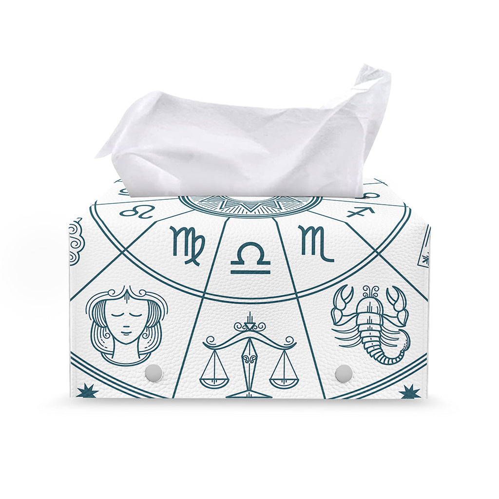 Zodiac Astrology Signs Print Leather Tissue Box Cover