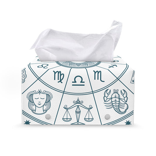 Zodiac Astrology Signs Print Leather Tissue Box Cover