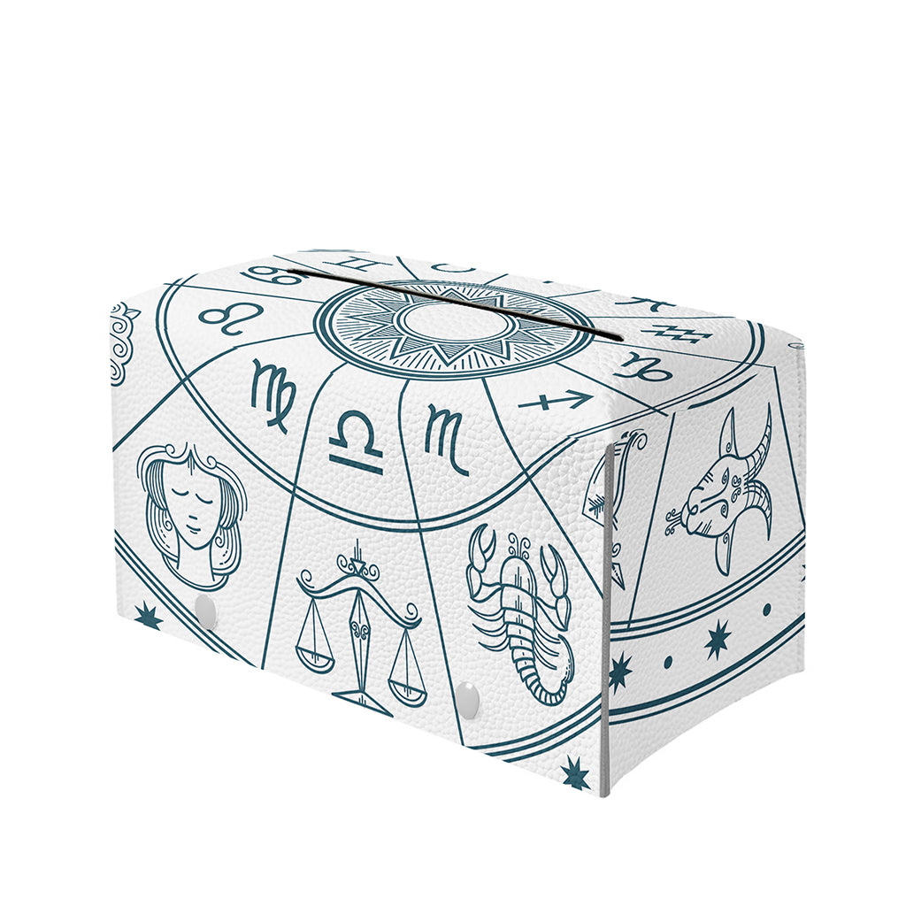 Zodiac Astrology Signs Print Leather Tissue Box Cover