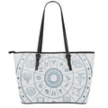 Zodiac Astrology Signs Print Leather Tote Bag With Zipper
