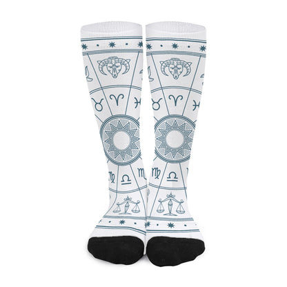Zodiac Astrology Signs Print Long Socks