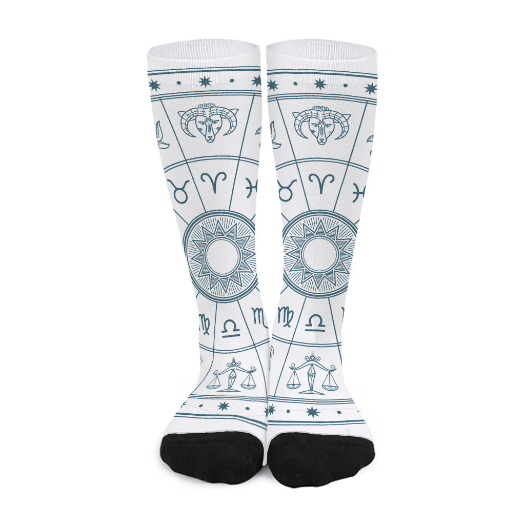 Zodiac Astrology Signs Print Long Socks