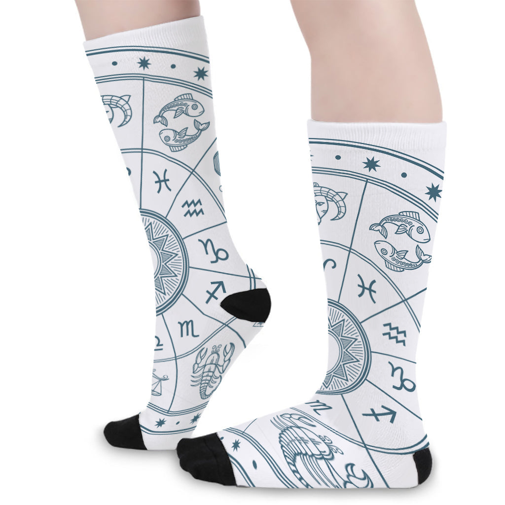Zodiac Astrology Signs Print Long Socks