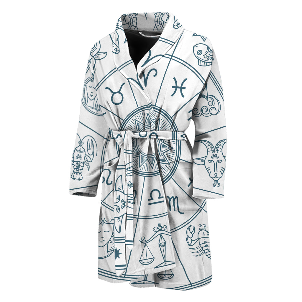 Zodiac Astrology Signs Print Men's Bathrobe