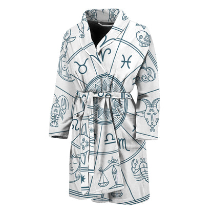 Zodiac Astrology Signs Print Men's Bathrobe