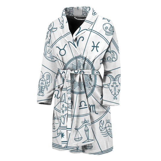 Zodiac Astrology Signs Print Men's Bathrobe