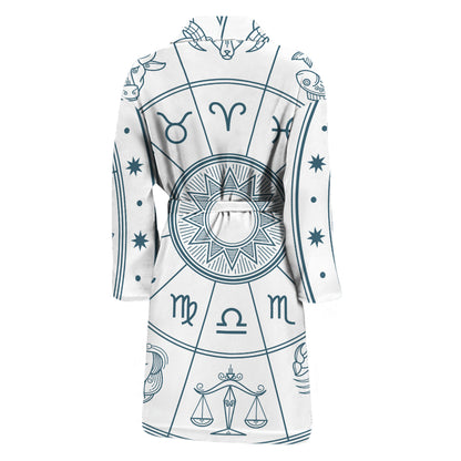 Zodiac Astrology Signs Print Men's Bathrobe