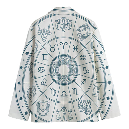 Zodiac Astrology Signs Print Men's Cotton Blazer