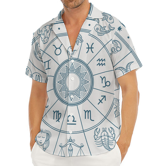 Zodiac Astrology Signs Print Men's Deep V-Neck Shirt