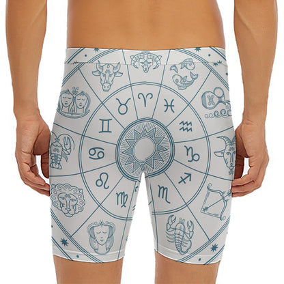 Zodiac Astrology Signs Print Men's Long Boxer Briefs