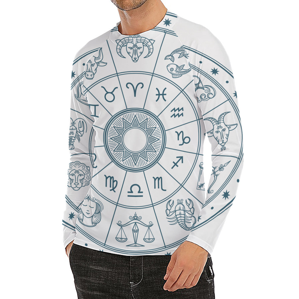 Zodiac Astrology Signs Print Men's Long Sleeve Rash Guard