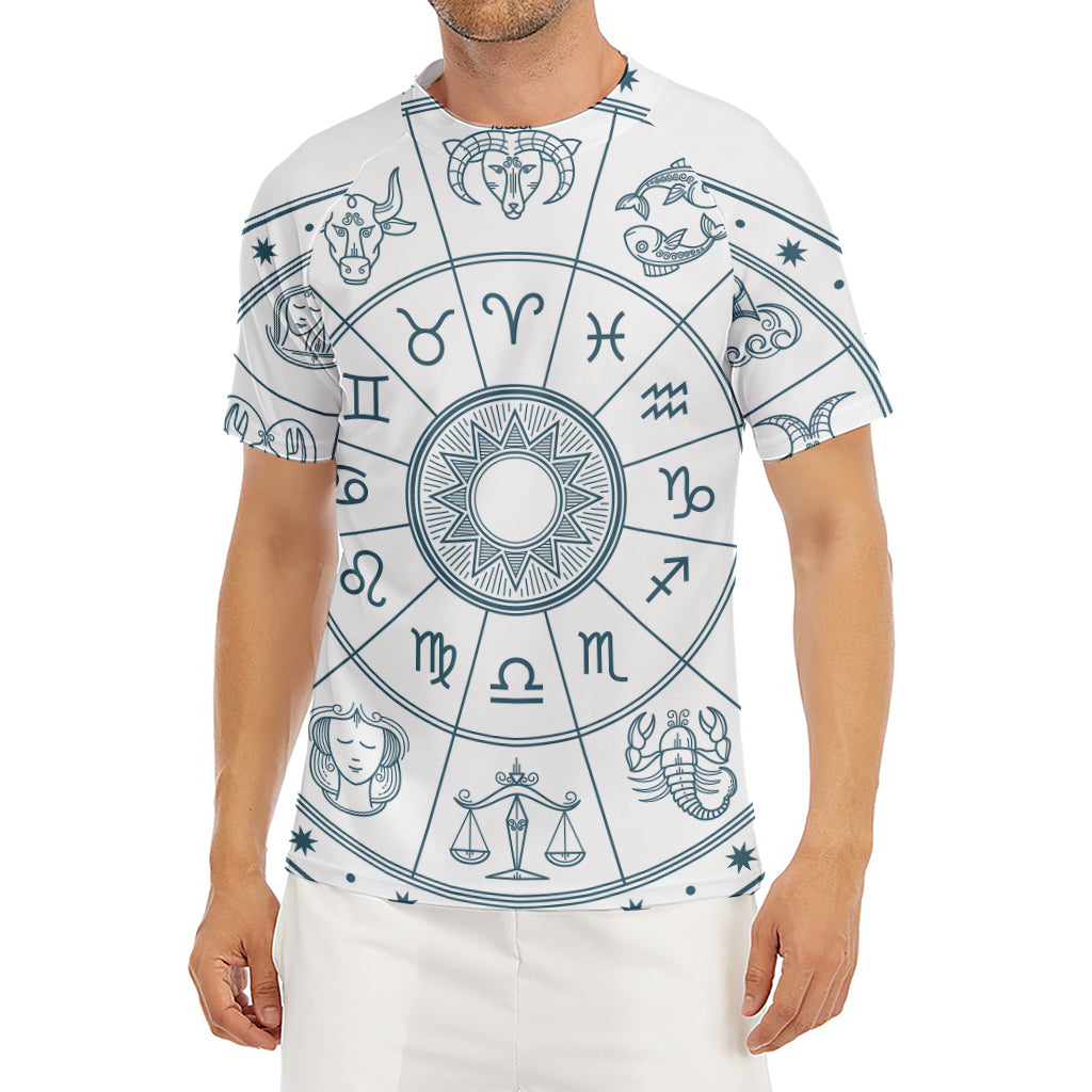 Zodiac Astrology Signs Print Men's Short Sleeve Rash Guard