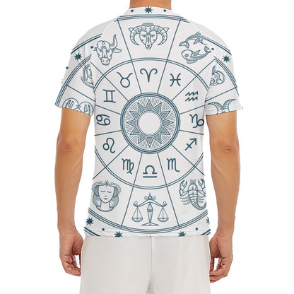Zodiac Astrology Signs Print Men's Short Sleeve Rash Guard