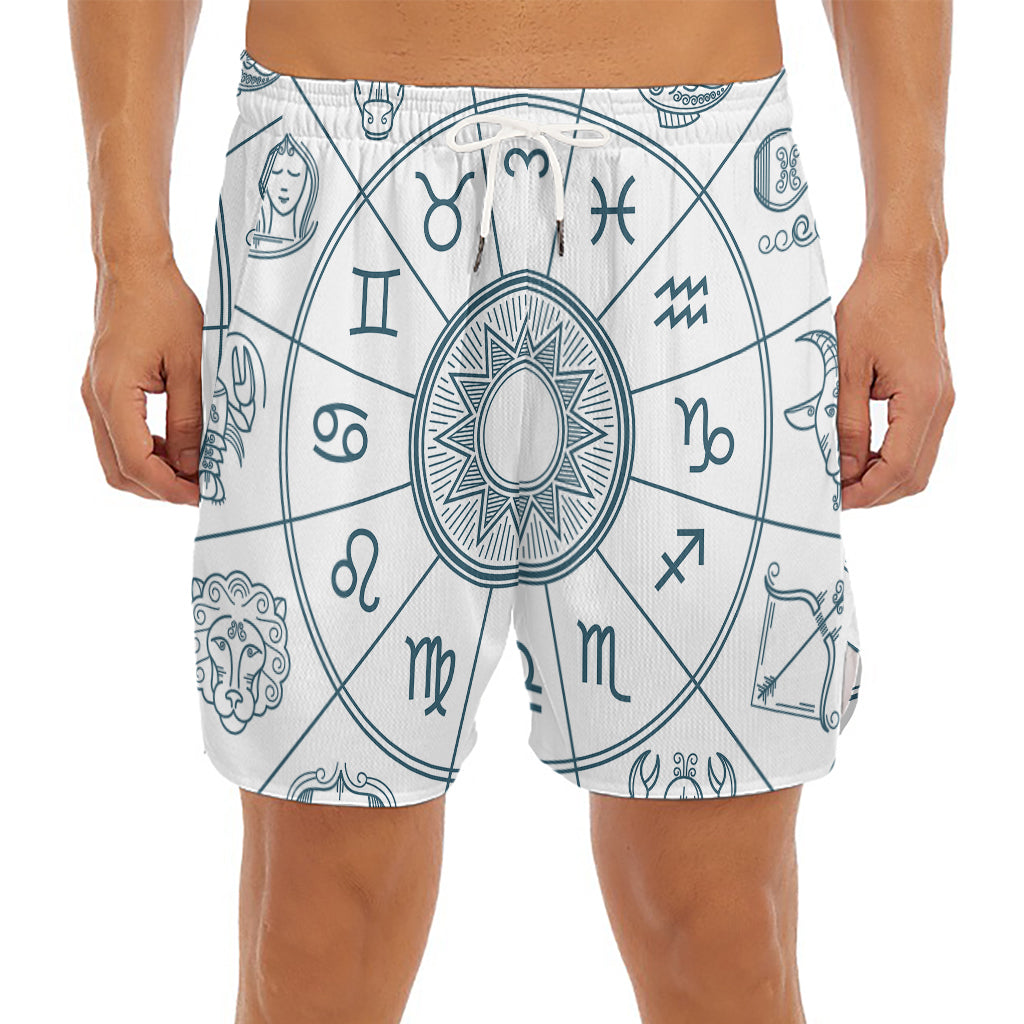 Zodiac Astrology Signs Print Men's Split Running Shorts