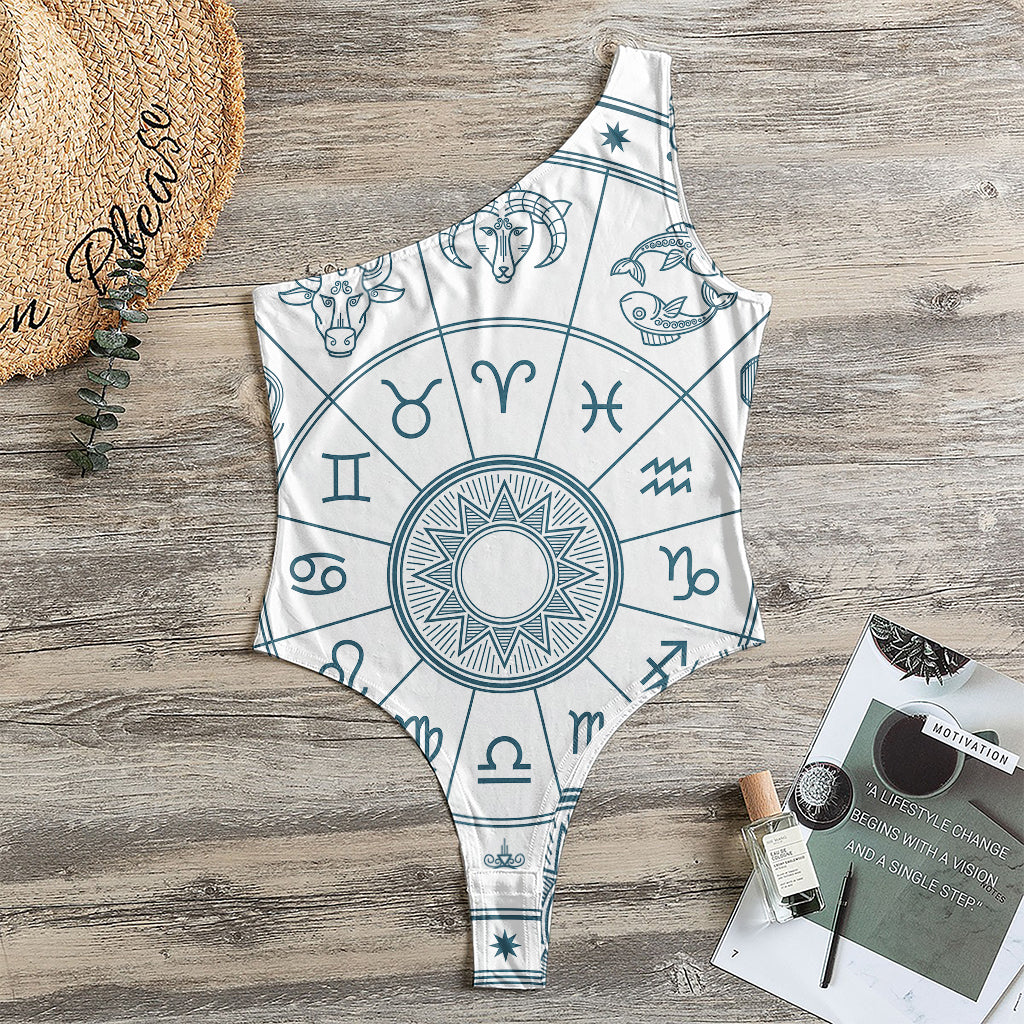 Zodiac Astrology Signs Print One Shoulder Bodysuit