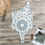 Zodiac Astrology Signs Print One Shoulder Bodysuit